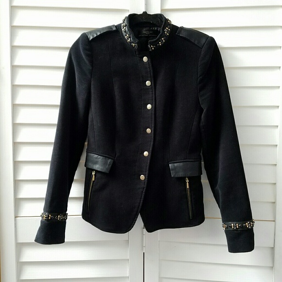 Zara Jackets & Blazers - Final ZARA Black Velvet Military Jacket, Small